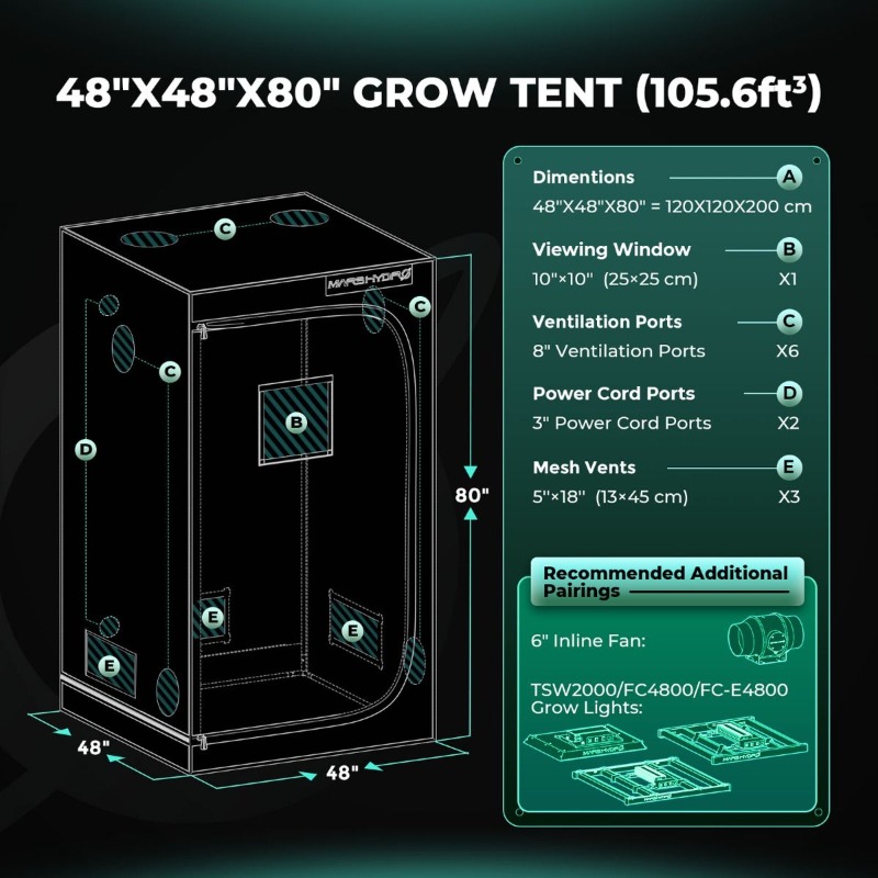 480 Вт 4x4 фута 120x120 см FC4 – обзор и цена Grow Tent Complete Kit